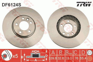 Tarcza hamulcowa TRW DF6124S 3C0615301C