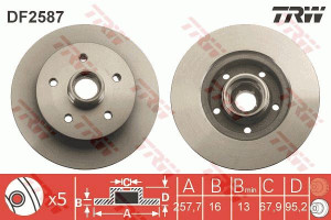 Tarcza hamulcowa TRW DF2587 251407617M