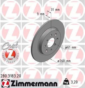 Tarcza hamulcowa ZIMMERMANN 280.3183.20 42510TM8G00