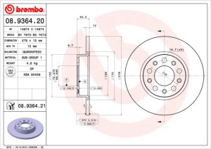 Tarcza hamulcowa BREMBO 08.9364.21 51767377