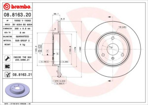 Tarcza hamulcowa BREMBO 08.8163.21 4514210112