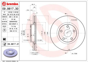Tarcza hamulcowa BREMBO 09.9817.31 4351205080