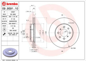 Tarcza hamulcowa BREMBO 09.9591.10 45251S6FE10
