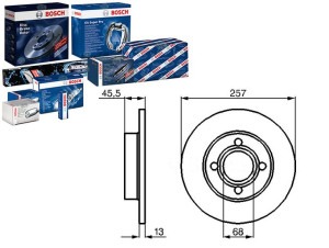 Tarcze Hamulcowe 2szt Vw Przód A80 100 Bosch