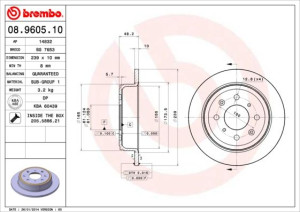 Tarcza hamulcowa BREMBO 08.9605.10 GBD90817