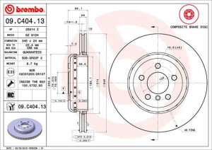 Tarcza hamulcowa BREMBO 09.C404.13 34216775289