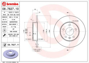 Tarcza hamulcowa BREMBO 08.7627.11 0569109