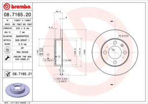 Tarcza hamulcowa BREMBO 08.7165.21 6N0615601A