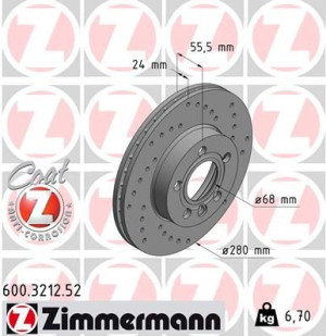 Tarcza hamulcowa ZIMMERMANN 600.3212.52 701615301F