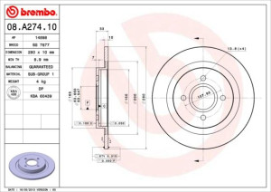 Tarcza hamulcowa BREMBO 08A27410 4324591