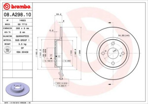 Tarcza hamulcowa BREMBO 08.A298.10 4243112150