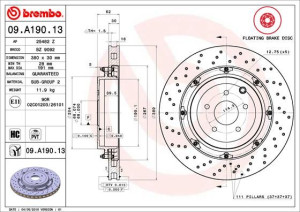 Tarcza hamulcowa BREMBO 09A19013 43206JF20A