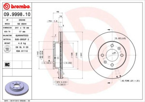 Tarcza hamulcowa BREMBO 09.9998.10 517121C000