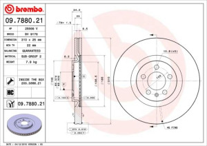 Tarcza hamulcowa BREMBO 09.7880.21 6R0615301B
