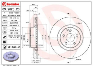 Tarcza hamulcowa BREMBO 09.9825.21 2114211012