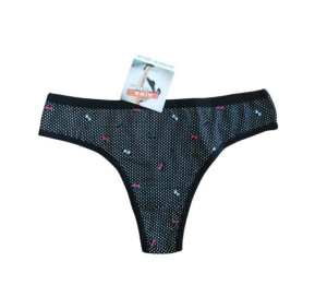 Majtki damskie stringi czarne w kropki bawełna S/M