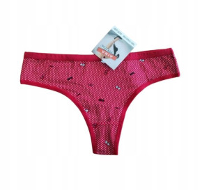Majtki damskie stringi w kropki bawełna S/M