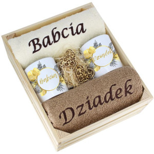 Idealny Prezent - Zestaw Ręczniki + Kubki Babcia I Dziadek