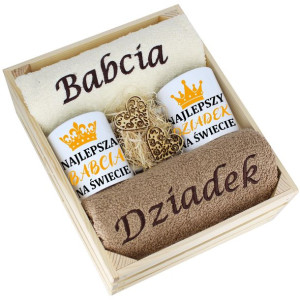 Idealny Prezent - Zestaw Ręczniki + Kubki Babcia I Dziadek