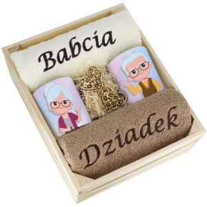Idealny Prezent - Zestaw Ręczniki + Kubki Babcia I Dziadek