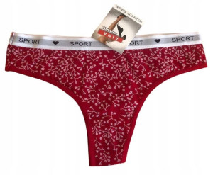Majtki damskie stringi czerwone bawełna L/XL