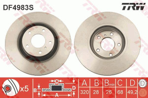 Tarcza hamulcowa TRW DF4983S 40206CA010