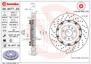 Tarcza hamulcowa BREMBO 09.9477.23 8E0615301AB