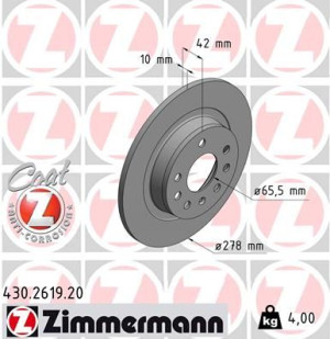 Tarcza hamulcowa ZIMMERMANN 430.2619.20 569122