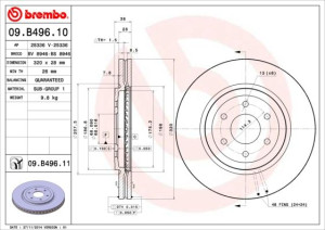 Tarcza hamulcowa BREMBO 09.B496.11 40206EB320