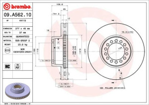 Tarcza hamulcowa BREMBO 09.A562.10 2995702