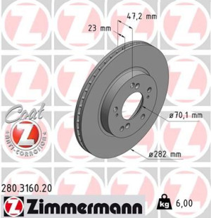 Tarcza hamulcowa ZIMMERMANN 280.3160.20 45251SP0000