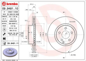 Tarcza hamulcowa BREMBO 09.9481.11 2114210912