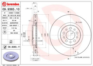 Tarcza hamulcowa BREMBO 09.9365.11 51731346