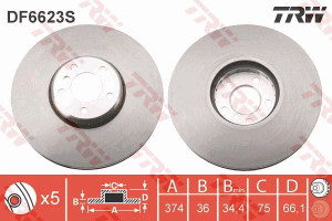 Tarcza hamulcowa TRW DF6623S 34116789544