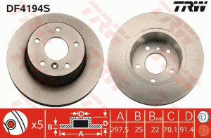 Tarcza hamulcowa TRW DF4194S SDB000380