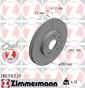 Tarcza hamulcowa ZIMMERMANN 280.3167.20 45251S7AN10