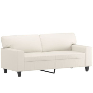 2-osobowa sofa, kremowy, 140 cm, sztuczna skóra