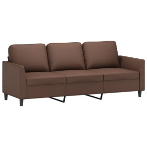3-osobowa sofa, brązowa, 180 cm, sztuczna skóra