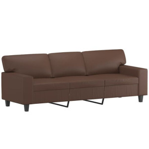 3-osobowa sofa, brązowa, 180 cm, sztuczna skóra