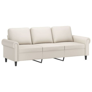3-osobowa sofa, kremowa, 180 cm, sztuczna skóra