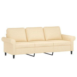 3-osobowa sofa, kremowa, 180 cm, tapicerowana tkaniną