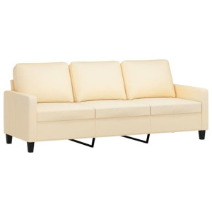 3-osobowa sofa, kremowa, 180 cm, tapicerowana tkaniną