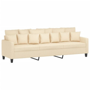 3-osobowa sofa, kremowa, 210 cm, tapicerowana tkaniną