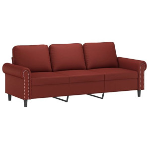 3-osobowa sofa, winna czerwień, 180 cm, sztuczna skóra