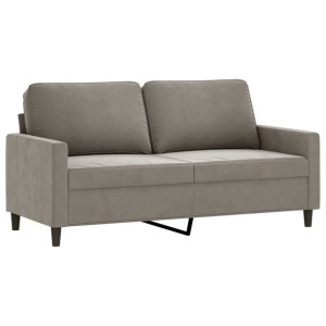 Sofa 2-osobowa, jasnoszara, 140 cm, tapicerowana aksamitem