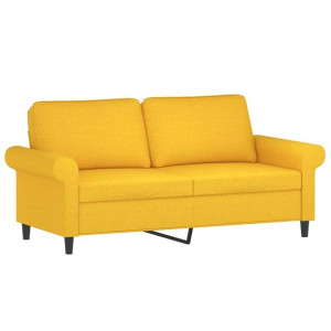 Sofa 2-osobowa, jasnożółta, 140 cm, tapicerowana tkaniną