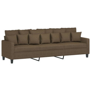 Sofa 3-osobowa, brązowa, 210 cm, tapicerowana tkaniną