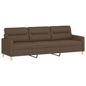 Sofa 3-osobowa, brązowa, 210 cm, tapicerowana tkaniną
