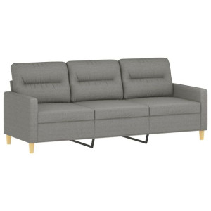Sofa 3-osobowa, ciemnoszara, 180 cm, tapicerowana tkaniną
