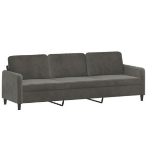 Sofa 3-osobowa, ciemnoszara, 210 cm, obita aksamitem
